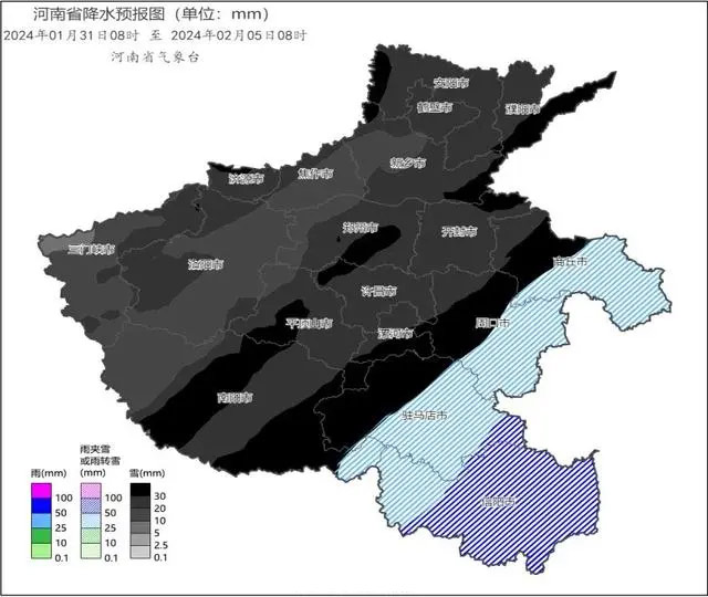 河南降雪预报图里发黑的雪将有多大:预计将超过30毫米